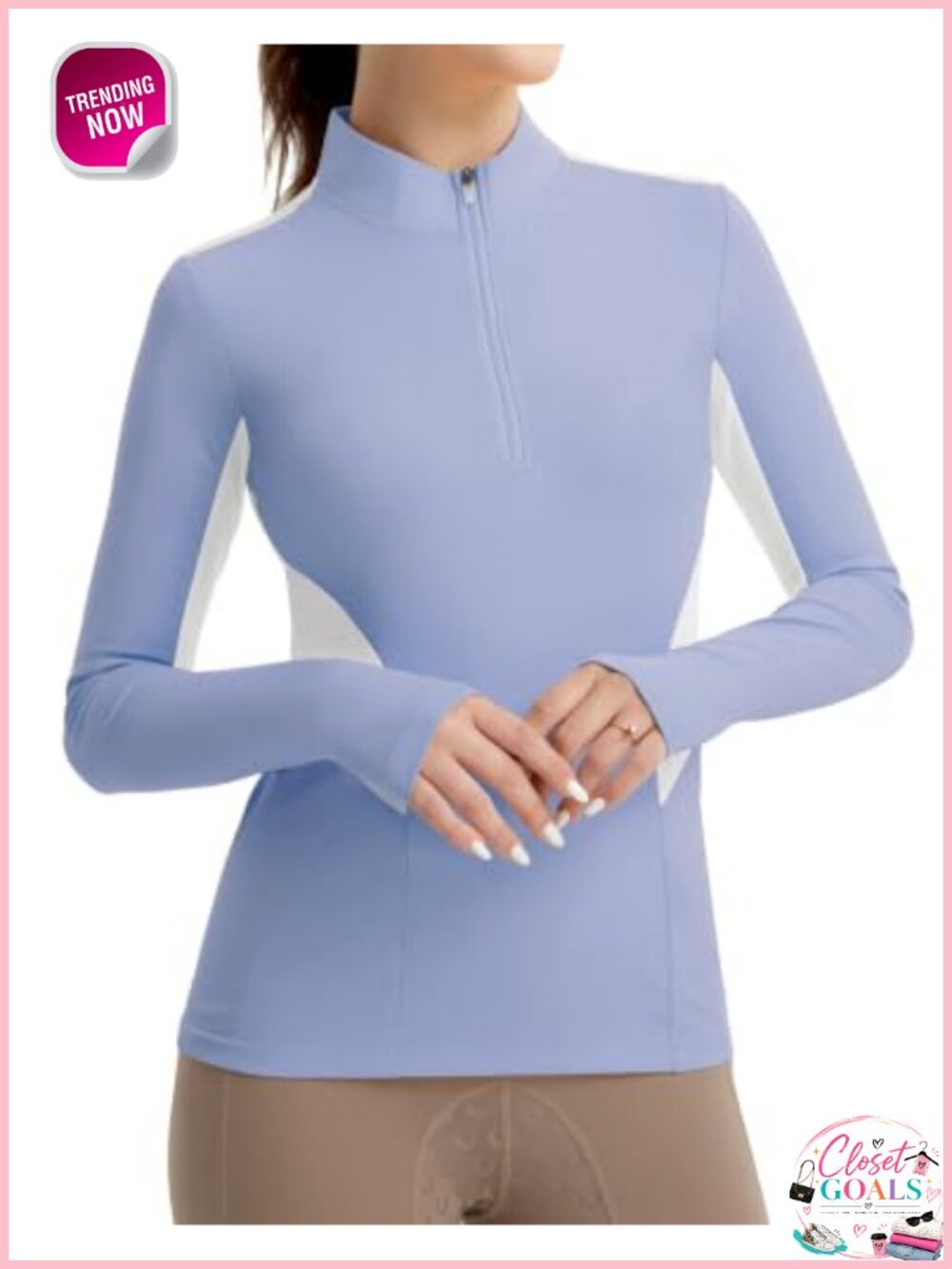 Women Equestrian Shirt Long Sleeve Horse Riding Top UPF 50+ Quarter Zip